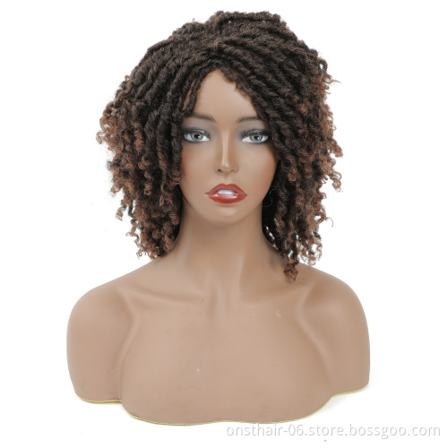 MYZYR Short Synthetic wig For Black Women 14"Inch High Temperature Fiber Dreadlock Ombre Soft Crochet Twist braid Hair